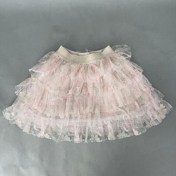 Gingersnaps Tulle Skirt Girls 4T Pink Floral Lace Coquette Balletcore Whimsical - Picture 1 of 7